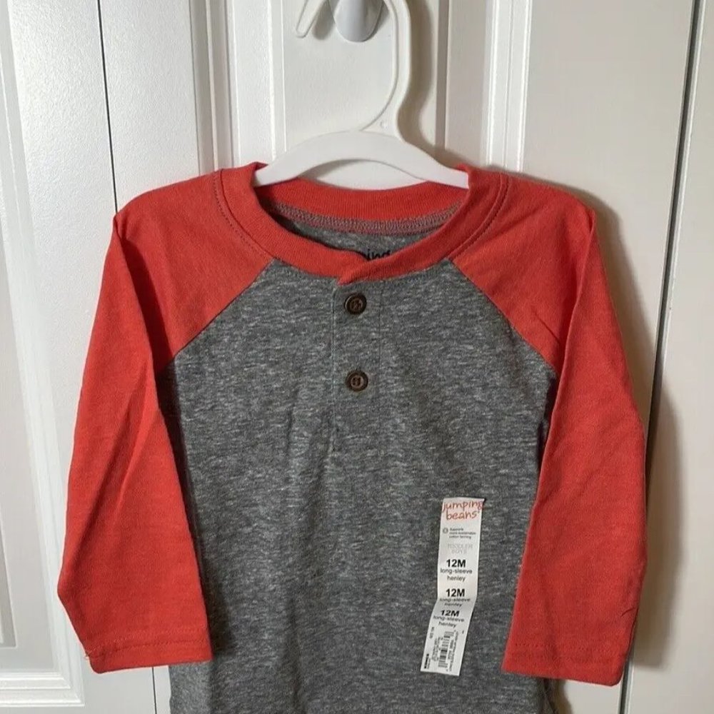 Jumping Beans Baby Boys Size FALL Henley Long Sleeve Shirt Bundle Size 12 Months - Picture 10 of 12